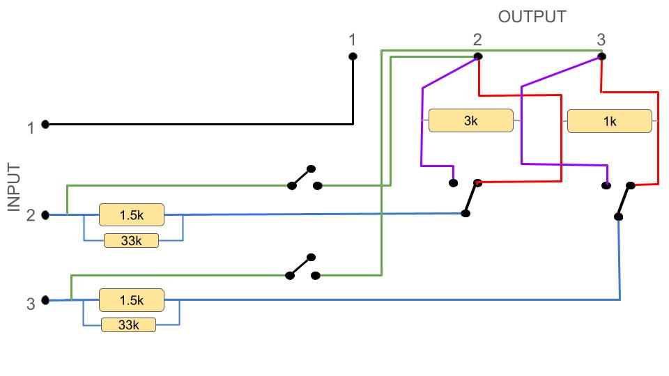 Attenuator with bypass switch schematic