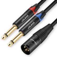 XLR Male to Dual 1/4" TS Mono Y Splitter Microphone Cable