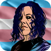 illustration of user "transmothra" in front of a waving transgender pride flag (striped, light blue/pink/white)